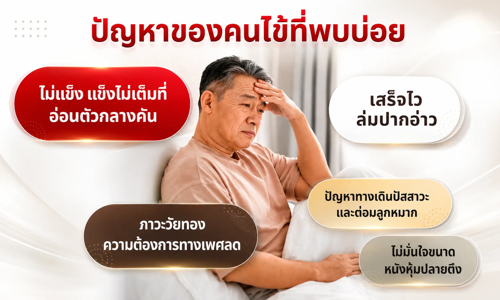 ปัญหาสุขภาพเพศชายที่พบบ่อย — ไม่แข็ง หลั่งเร็ว วัยทองชาย ต่อมลูกหมาก